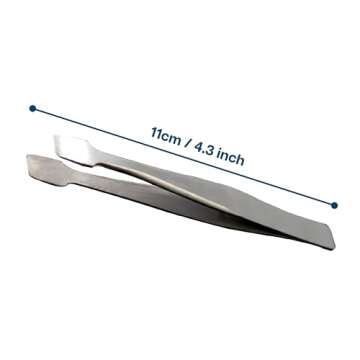MMOBIEL 2 Pcs Stainless Steel Stamp Tweezers Tongs Flat Wide Tip Precision Philately Tweezers for Stamps, Documents, Photo Development, etc.