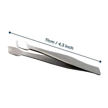 MMOBIEL 2 Pcs Stainless Steel Stamp Tweezers Tongs Flat Wide Tip Precision Philately Tweezers for Stamps, Documents, Photo Development, etc.