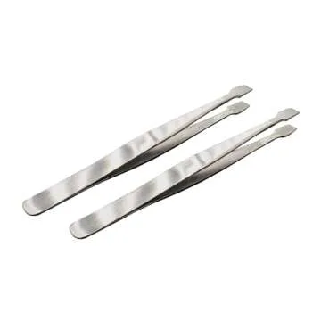 MMOBIEL 2 Pcs Stainless Steel Stamp Tweezers Tongs Flat Wide Tip Precision Philately Tweezers for Stamps, Documents, Photo Development, etc.
