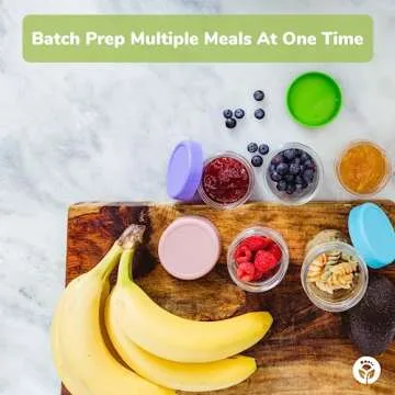 WeeSprout Glass Baby Food Storage Jars - 12 Set, 4 oz/8 oz Baby Food Jars, Plastic Lids, Freezer Sto...