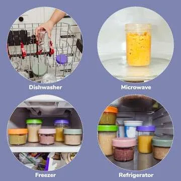WeeSprout Glass Baby Food Storage Jars - 12 Set, 4 oz/8 oz Baby Food Jars, Plastic Lids, Freezer Storage, Reusable Small Glass Baby Food Containers, Microwave & Dishwasher Safe, for Infant & Baby Food