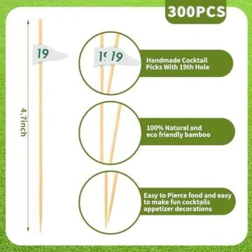 300Pcs 19th Hole Cocktail Picks for Golf Parties