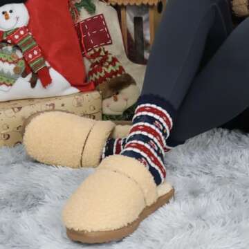Cozy Nuhaus Women's Plush Slippers with Memory Foam