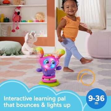 Fisher-Price Baby & Toddler Learning Toy DJ Bouncin’ Star with Music Lights & Bouncing Action for ...