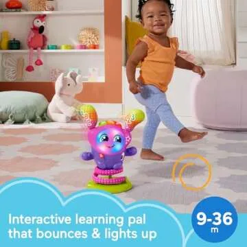 Fisher-Price Baby & Toddler Learning Toy DJ Bouncin’ Star with Music Lights & Bouncing Action for ...