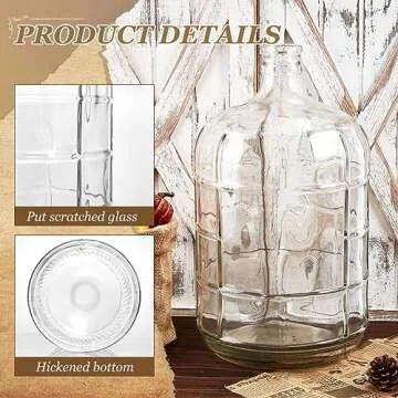 Uiifan 2 Pcs Round Glass Carboy Clear Beer Wine Water Jug Water Bottle Brewing Fermenter Container for Home and Kitchen (3 Gallon)