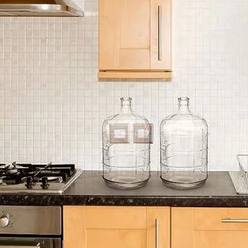 Uiifan 2 Pcs Round Glass Carboy Clear Beer Wine Water Jug Water Bottle Brewing Fermenter Container for Home and Kitchen (3 Gallon)