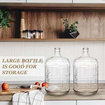 Uiifan 2 Pcs Round Glass Carboy Clear Beer Wine Water Jug Water Bottle Brewing Fermenter Container for Home and Kitchen (3 Gallon)