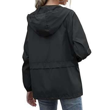 JMinger Waterproof Rain Jackets for Women Hooded Windbreaker Lightweight Raincoat for Outdoor Hiking Travel Black Large