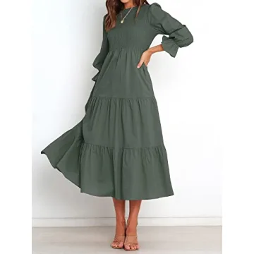 BTFBM Casual Long Sleeve Flowy Dress for Women