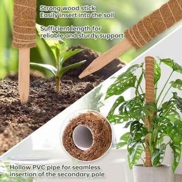 JOYSEUS 51.5" Moss Poles - Eco-friendly Plant Support