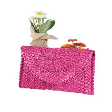 Freie Liebe Straw Clutch Purses for Women Summer Beach Bags Envelope Woven Clutch Handbags
