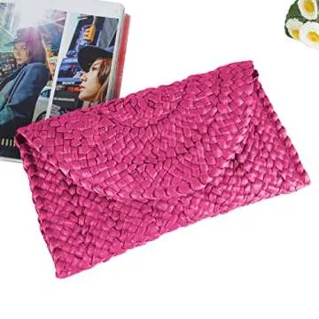 Freie Liebe Straw Clutch Purses for Women Summer Beach Bags Envelope Woven Clutch Handbags