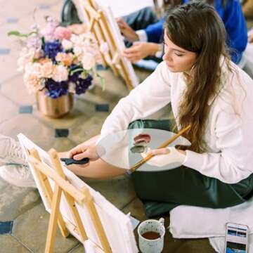 Performore 2 Pack Clear Acrylic Painting Palettes, French Style Oval Non-Stick Plexiglass Pigment Tr...