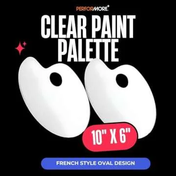 Performore 2 Pack Clear Acrylic Painting Palettes, French Style Oval Non-Stick Plexiglass Pigment Tray for Acrylic Oil Paint Mixing, Easy to Clean (10" X 6")