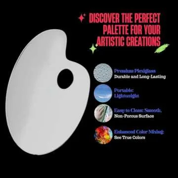 Performore 2 Pack Clear Acrylic Painting Palettes, French Style Oval Non-Stick Plexiglass Pigment Tray for Acrylic Oil Paint Mixing, Easy to Clean (10" X 6")