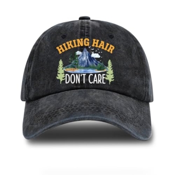rofiowa Hiking Hair Don't Care Adjustable Washed Cotton Baseball Cap, Funny Retro Trucker Hat Outdoo...