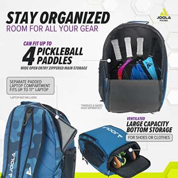 JOOLA Pickleball Bag for Enthusiasts - Vision II Deluxe Backpack with Versatile Storage