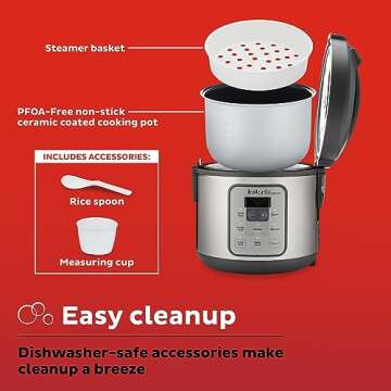 Instant Pot Zest 8 Cup One Touch Rice Cooker, From the Makers of Instant Pot, Steamer, Cooks Rice, Grains, Quinoa and Oatmeal, 8-cup cooked/4-cup uncooked, No Pressure Cooking Functionality