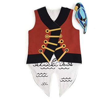 Red Pirate Vest for Kids with Fun Parrot Design