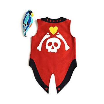 Red Pirate Vest for Kids with Fun Parrot Design