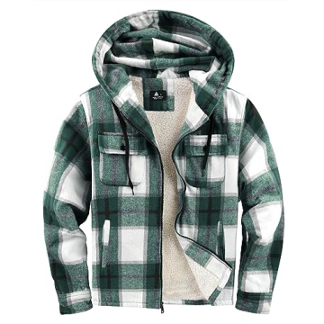 Ceoutdoor Men's Flannel Hoodie Jacket Fleece Lined Stylish Warmth for Winter