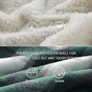 Ceoutdoor Men's Flannel Hoodie Jacket Warm Stylish Winter Wear