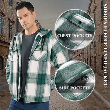 Ceoutdoor Men's Flannel Hoodie Jacket Warm Stylish Winter Wear