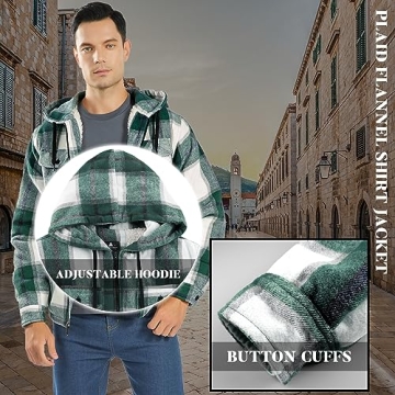 Ceoutdoor Men's Flannel Hoodie Jacket Warm Stylish Winter Wear