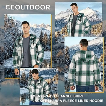 Ceoutdoor Men's Flannel Hoodie Jacket Warm Stylish Winter Wear