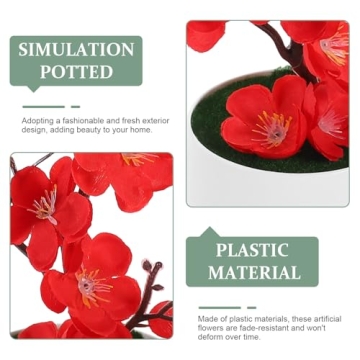 ibasenice Faux Potted Plum Blossom Set for Home Decor