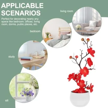 ibasenice Faux Potted Plum Blossom Set for Home Decor