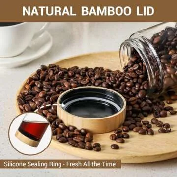 NETANY 4-pack Airtight Glass Jars with Bamboo Lids
