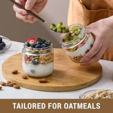 NETANY 4-pack Airtight Glass Jars with Bamboo Lids