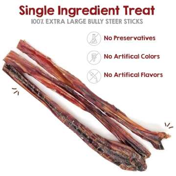 Riley's Steer Bully Sticks for Large to XL Dogs - Odor Free Bully Sticks for Large Dogs - Single Ingredient Dog Treat - Gluten-Free, 100% Beef Pizzle Sticks for Dogs - 12", 5ct