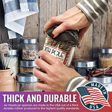 JAR HEADS Rubber Jar Opener Gripper Pad 2 Pack - Thick 5 Inch Grippers for Opening Jars Made in the USA - Jar Opener for Weak Hands & Seniors with Arthritis