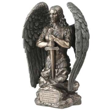 Veronese Design 9 1/8 Inch Saint Michael Prayer Archangel Monument Cold Cast Resin Bronze Finish Angel Statue