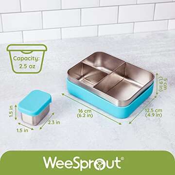 WeeSprout Stainless Steel Bento Box for Kids | Durable & Eco-Friendly