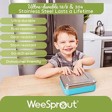 WeeSprout Stainless Steel Bento Box for Kids | Durable & Eco-Friendly
