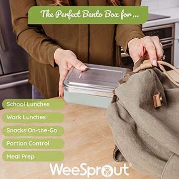 WeeSprout Stainless Steel Bento Box for Kids | Durable & Eco-Friendly