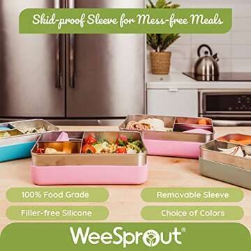 WeeSprout Stainless Steel Bento Box for Kids | Durable & Eco-Friendly