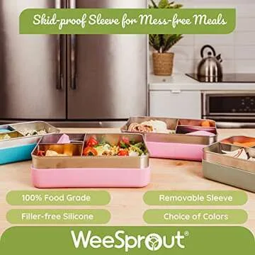 WeeSprout Stainless Steel Bento Box for Kids | Durable & Eco-Friendly