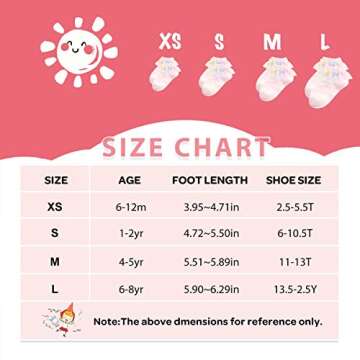 Gwenvenni Toddler Girls White Ruffle Lace Trim Cotton Socks Eyelet Frilly Dress Socks 5 -Pack, Age 3-5T
