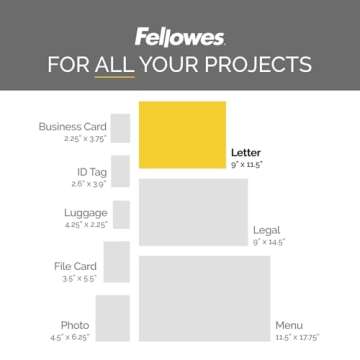 Fellowes Thermal Laminating Pouches/Sheets, Letter Size 9 x 11.5-Inches, 3 mil, 100 Pack (5743301)