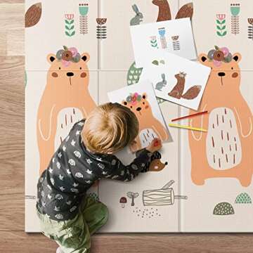 UANLAUO Foldable Baby Play Mat, Extra Large Waterproof Activity Playmats for Babies,Toddlers, Infants, Play & Tummy Time, Foam Baby Mat for Floor with Travel Bag