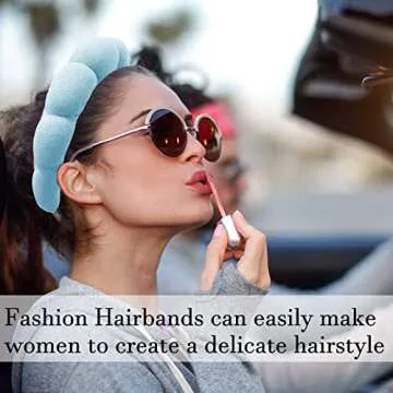 Spa Makeup Headband for Washing Face, Sponge Skincare Face Wash headbands for Women Girls - Bubble Soft Terry Towel Cloth Hair Band for Skincare Makeup, Puffy Non Slip Thick Headwear(Blue)