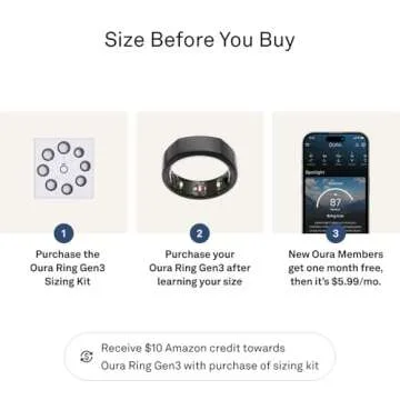 Oura Ring Gen3 Heritage - Stealth - Size 8 - Smart Ring - Size First with Oura Ring Gen3 Sizing Kit - Sleep Tracking Wearable - Heart Rate - Fitness Tracker - 5-7 Days Battery Life