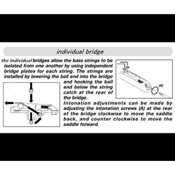 JD Moon 4 or 5 String Bridge Saddles Heavy Duty Individual Bass Bridge Tailpiece (Black 5pcs)