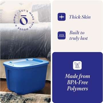 HOMZ Durable Plastic Storage Bins - 4-Pack, 10 Gallon