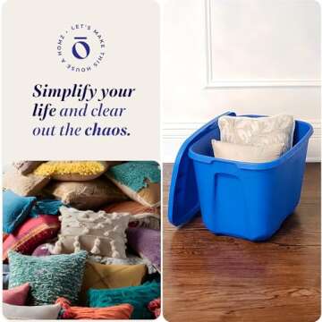 HOMZ Durable Plastic Storage Bins - 4-Pack, 10 Gallon